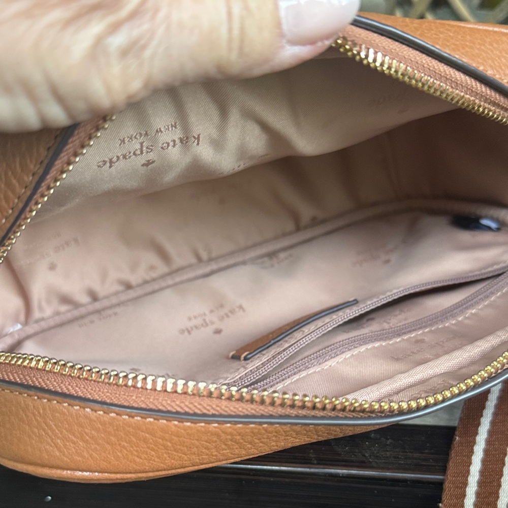 kate spade Tan Pebbled Leather Crossbody with Striped Strap - Picture 3 of 4